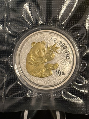 China panda 2000 silber - silber, gilded